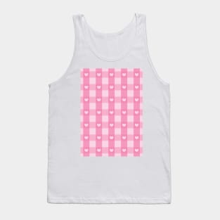 pink gingham, romantic, gingham hearts, valentines day y2k, girly pink aesthetic Tank Top